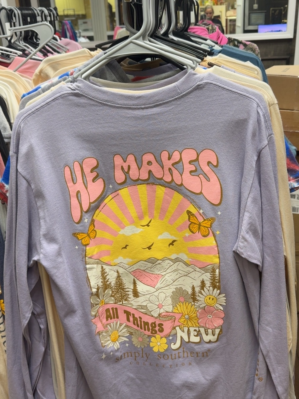 Simply Southern Lavender 'He Makes All Things New' Long Sleeve Tee